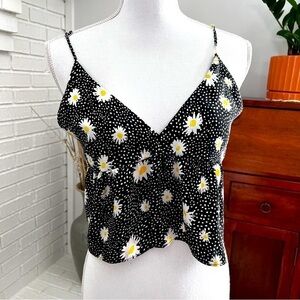 Little Moon Black, Yellow and White Cami Cropped Top. Adjustable Straps NWT Med